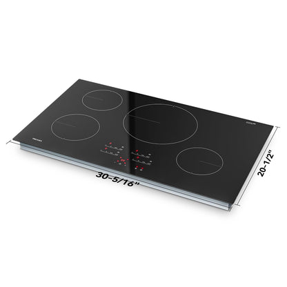 TECASA 30 Inch Induction Cooktop, 7400W Built-in Induction Stovetop with 4 Boost Burner, Timer & Child Safety Lock, 9 Heating Level, Sensor Touch Control, 240V, Drop-in Electric Stove Top