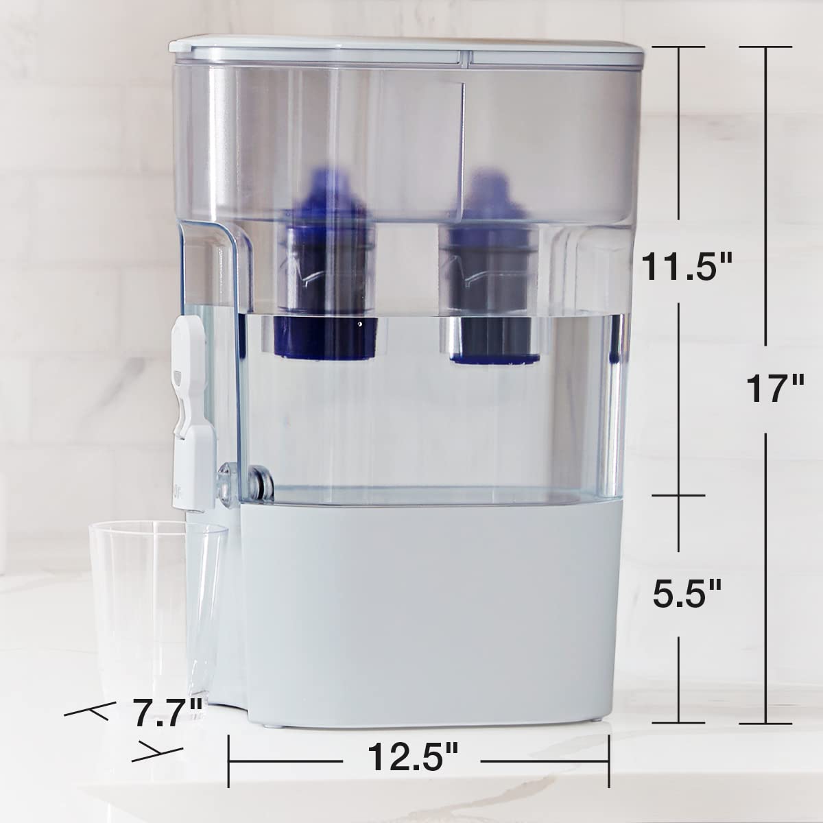 PUR XL 44-Cup Water Filter Dispenser with 2 Genuine PUR Filters, Largest Available, 44-Cup Capacity, 2-in-1 Powerful, Faster Filtration, Dishwasher Safe, (PDI4000Z)