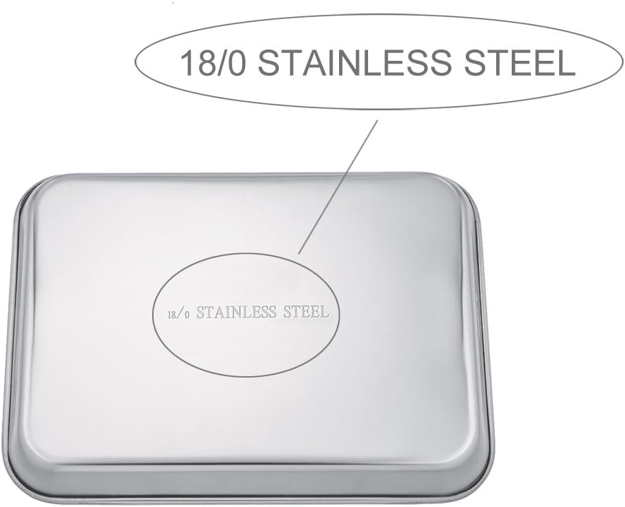 TeamFar Toaster Oven Tray and Rack Set, 9.3’’ x 7’’ x 1’’, Stainless Steel Toaster Oven Pan Broiler Pan, Non Toxic & Healthy, Easy Clean & Dishwasher Safe