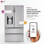 Lodówka LG 28 cu.ft. Smart Wi-Fi z drzwiami francuskimi — 27,80 ft³ — 2 szuflady zamrażarki — 18,60 ft³ pojemności netto lodówki — 9,20 ft³ pojemności netto zamrażarki — 724 kWh rocznie — gładka — LED