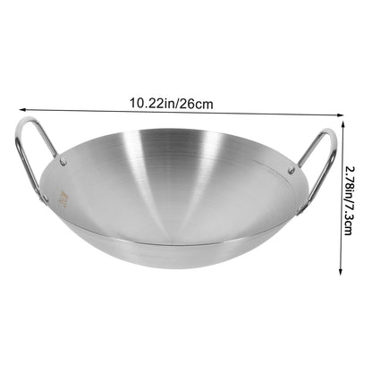 Cabilock Stainless Steel Wok Electric Wok Kitchen Cooking Pan Durable Cooking Wok Carbon Steel Wok Nonstick Frying Pan Flat Bottom Wok Paellera Work on Wok with Double Handle Pot Pot Egg