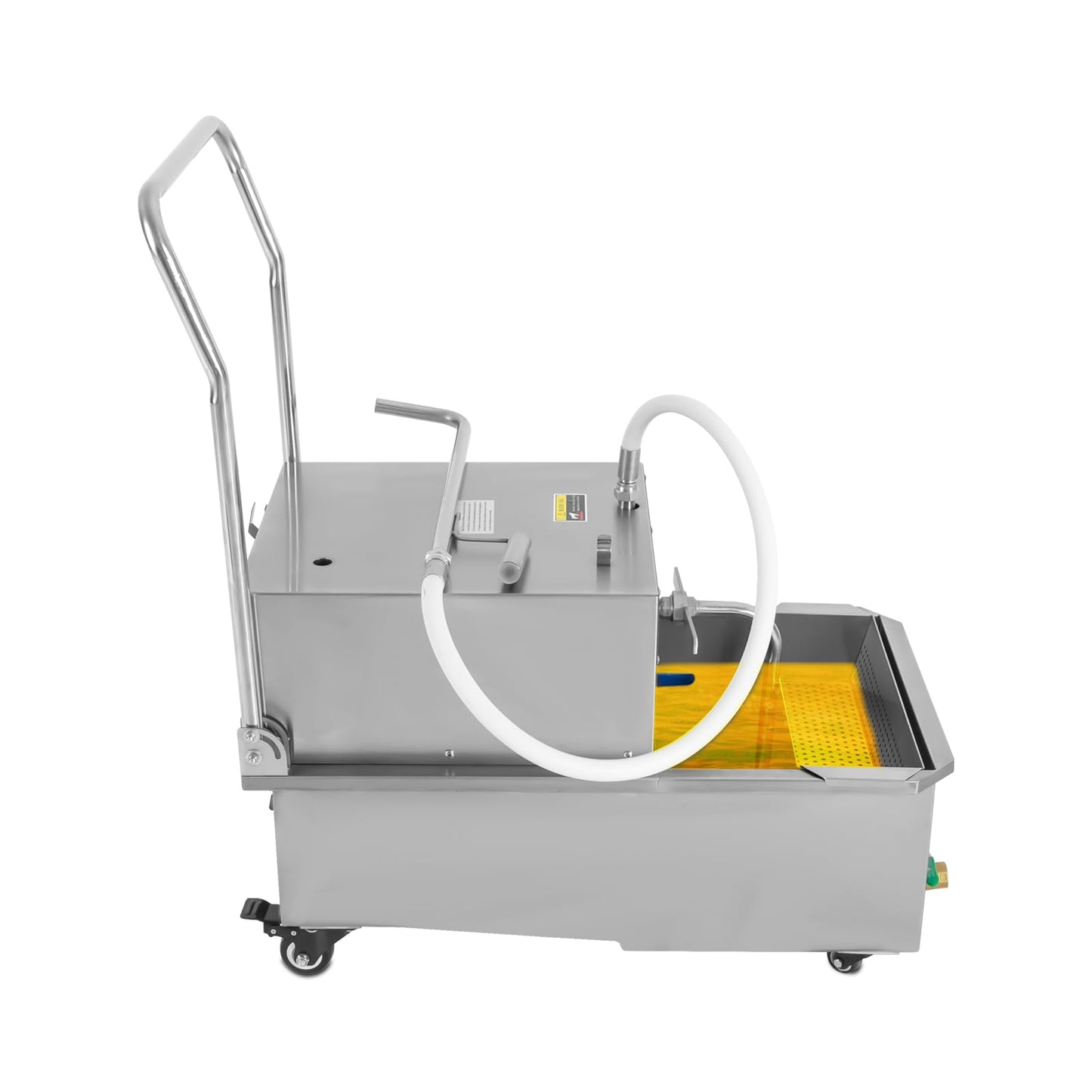 55 L /14.5 Gal Commercial Mobile Fryer Filter Machine/Oil Filter Truck, 550W Fryer Filter Frying Oil Filtering System for Restaurant - Gravity Sedimentation (US Stock)