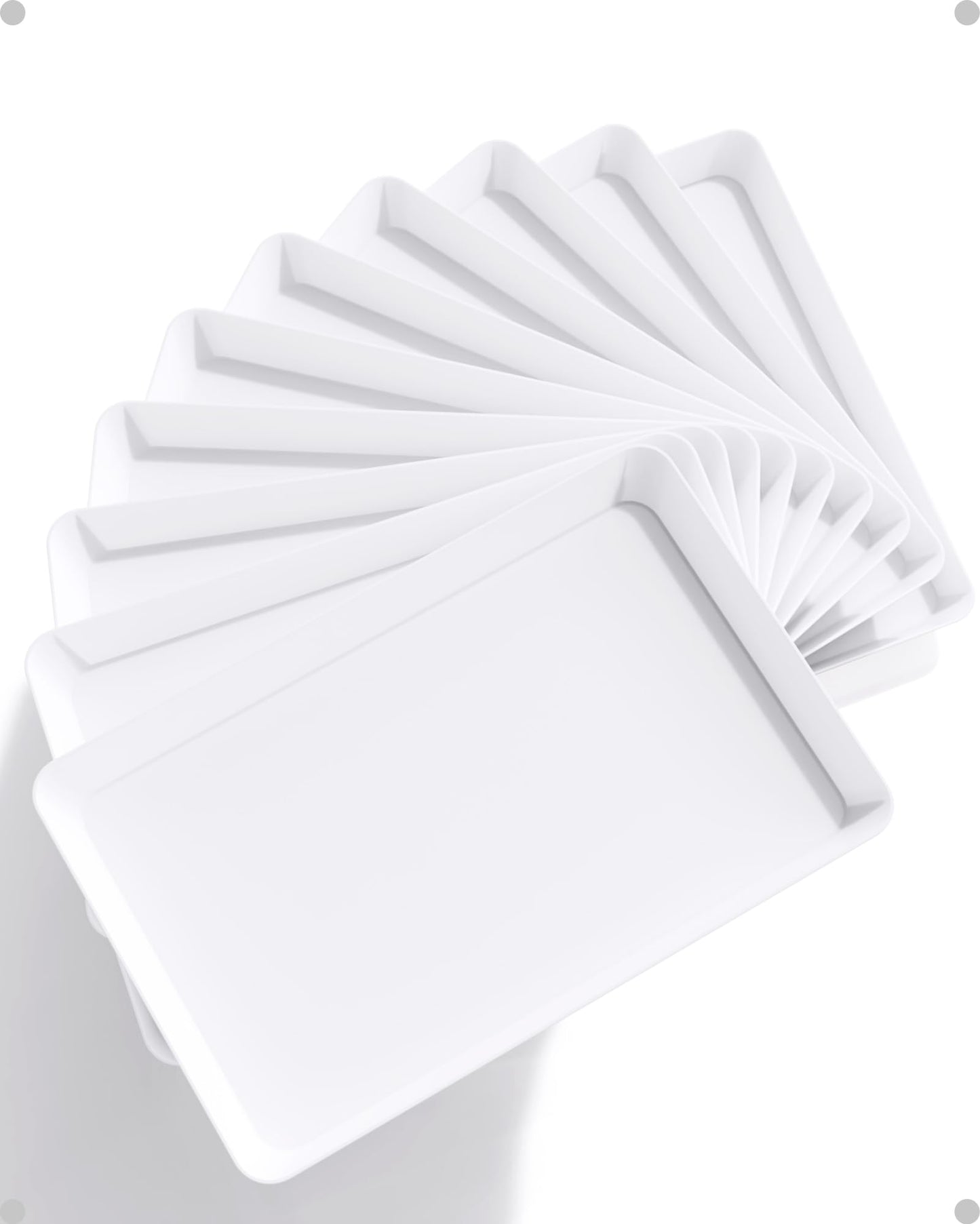 Lifewit Serving Tray Plastic for Party Supplies, 15" x 10" Platters for Serving Food, 3 pcs White Reusable Tray for Veggie, Snack, Fruit, Cookies, Desserts in Kitchen/Pantry Organization