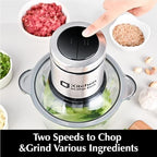 Kitchen in the box Food Processors,400W All-Copper Motor Meat Grinder & Food Chopper - Electric Vegetable Chopper with 2 Bowls(8 Cup+8 Cup) & 2 Bi-Level Blades for Meat/fish/Vegetable/Baby Food