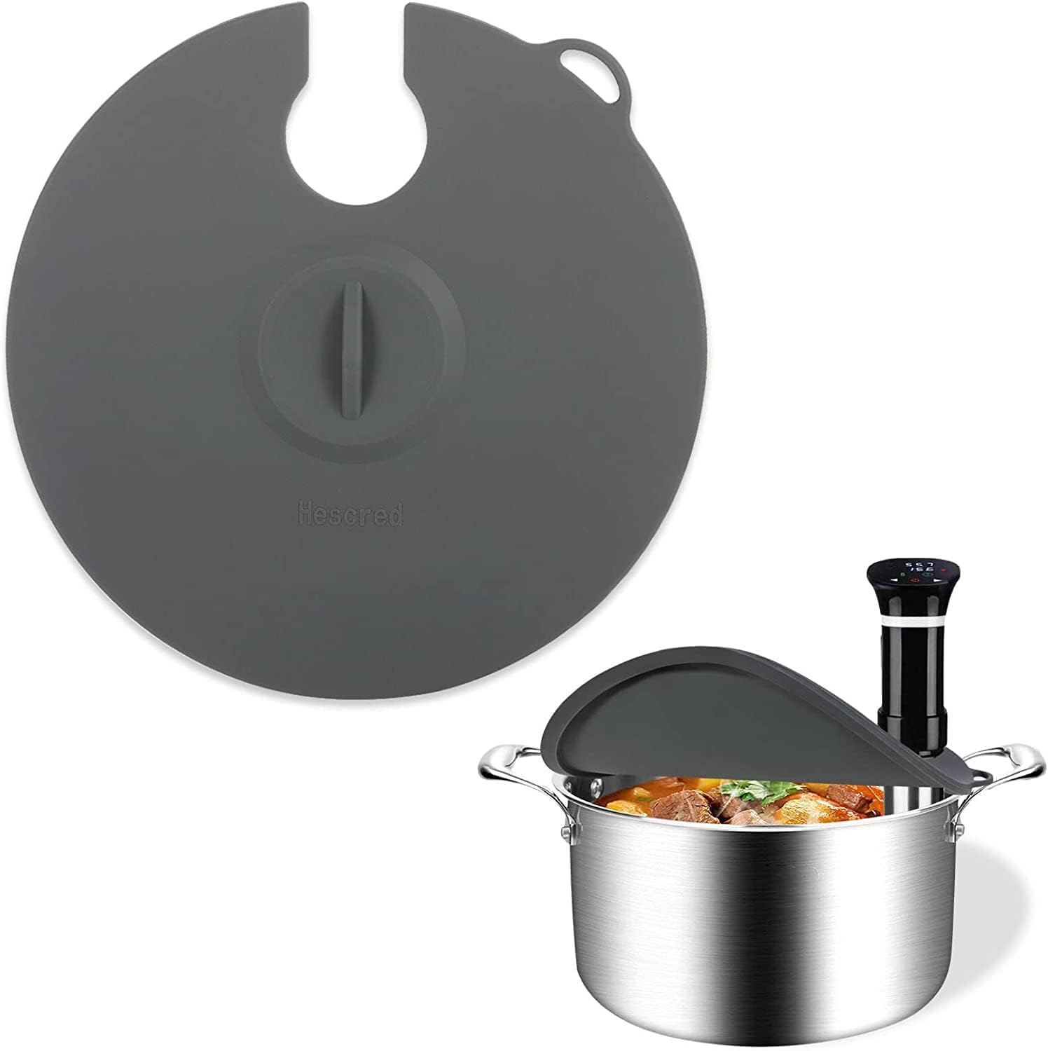 Силіконові кришки для прецизійних плит Hescred Sous Vide, підходить для 11 каструль, сумісні з прецизійними плитами Anova Culinary Sous Vide, запобігають випаровуванню води та зберігають смак (сірі)