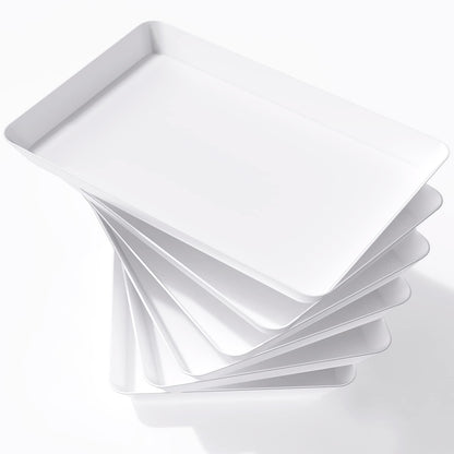 Lifewit Serving Tray Plastic for Party Supplies, 15" x 10" Platters for Serving Food, 3 pcs White Reusable Tray for Veggie, Snack, Fruit, Cookies, Desserts in Kitchen/Pantry Organization