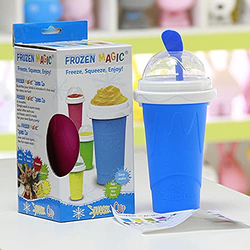 2 Packs Magic Quick Frozen Smoothies Maker - Portable Double Layer Slushy Maker Cup with Straw and Spoon, Gift for Everyone