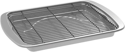 Nordic Ware Oven Crisp Baking Tray 2pc Set Includes Pan and Rack; Natural Aluminum For Air Frying, Crisping, Broiling, Baking