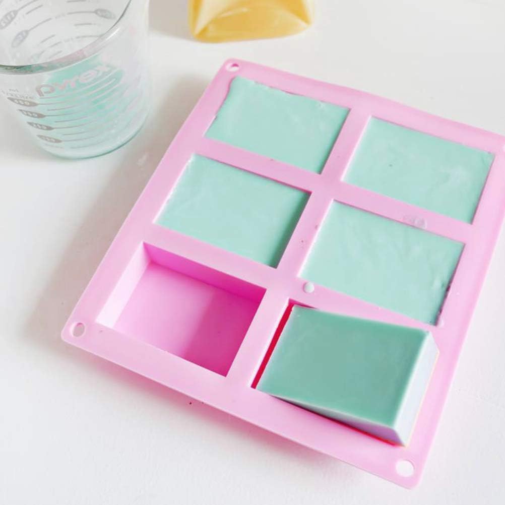Set of 3, 6 Cavities DIY Handmade Soap Moulds - Cake Pan Molds for Baking, Biscuit Chocolate Mold, Silicone Soap Bar Mold for Homemade Craft, Ice Cube Tray, Pink