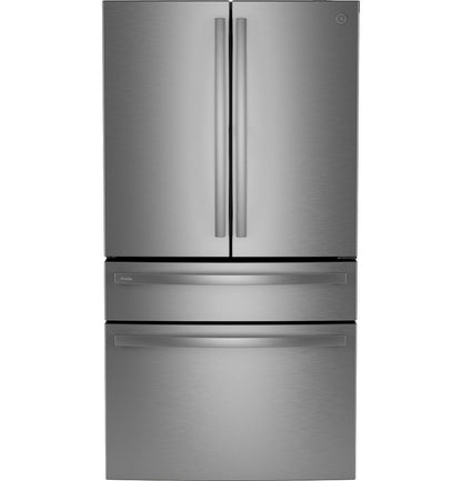 GE Profile PGD29BYTFS 36 Inch Freestanding 4-Door French Door Smart Refrigerator, stainless steel