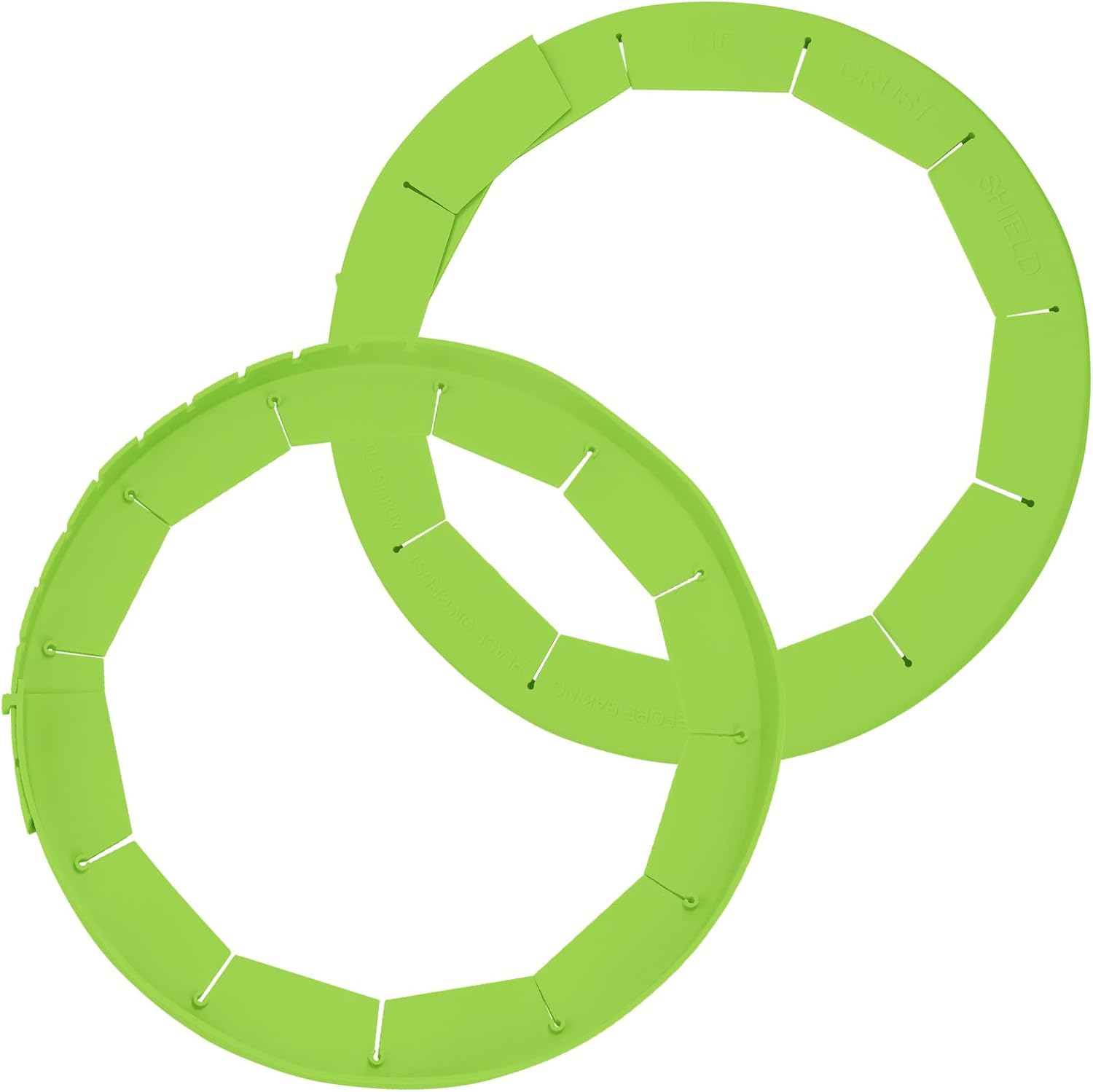 Feilifan Silicone Pie Protectors, Adjustable Silicone Pie Crust Shield Reusable Pie Edge Protector Protector Kitchen Tool for Baking Pie Fit 8" - 11.4" Diameter Pies (2 Pack, Green)