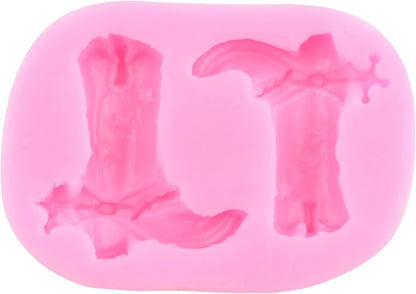 Mujiang Bull Head Silicone Molds Feather Arrow Cowboy Boots Horseshoe Hoof Fondant Mold Chocolate Cactus Star Shoe Mold For Candy Cake Decorating Cupcake Topper Gum Paste Polymer Clay Set Of 6