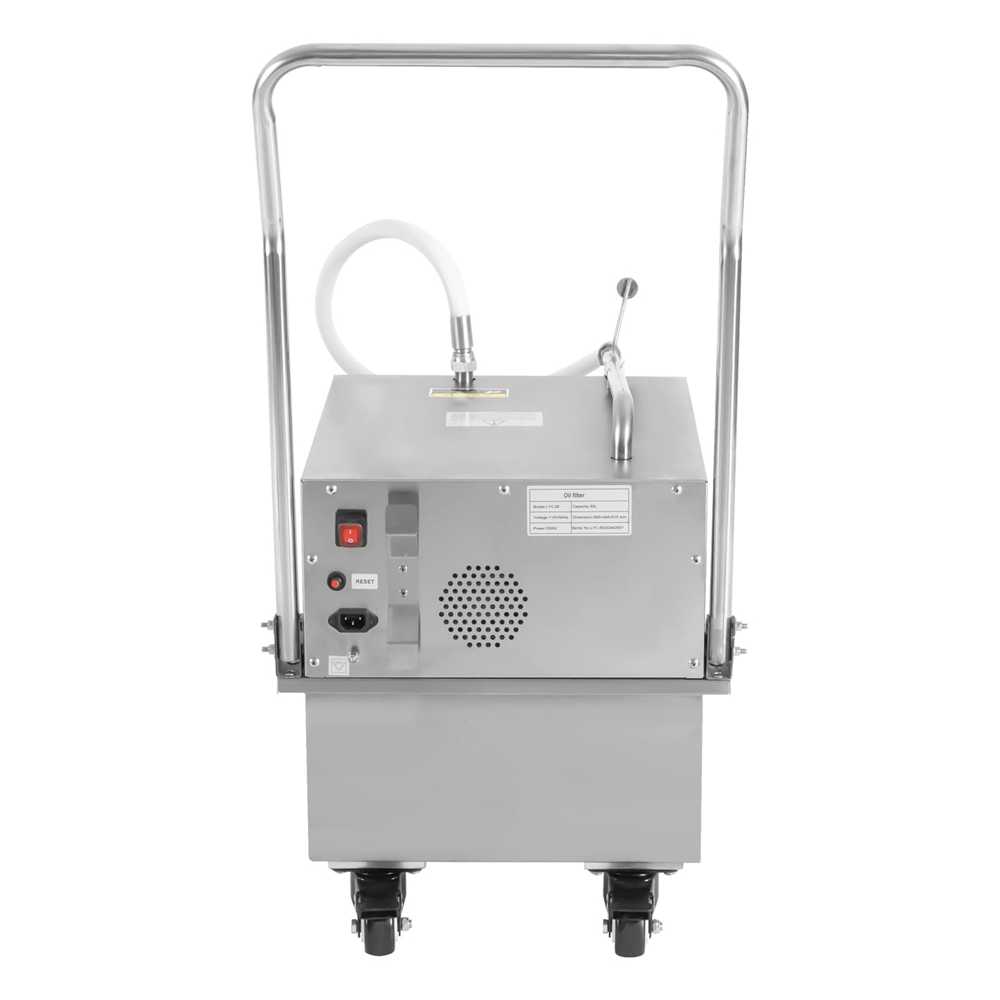 55 L /14.5 Gal Commercial Mobile Fryer Filter Machine/Oil Filter Truck, 550W Fryer Filter Frying Oil Filtering System for Restaurant - Gravity Sedimentation (US Stock)