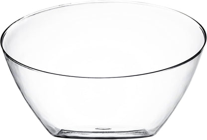 Posh Setting Clear Serving Bowls Small Hard Plastic Candy Bowl for Weddings, Buffet, Offices, Disposable Small Angled Bowls for Party's, Salads, Snacks and Fruit Bowl 5 Pack