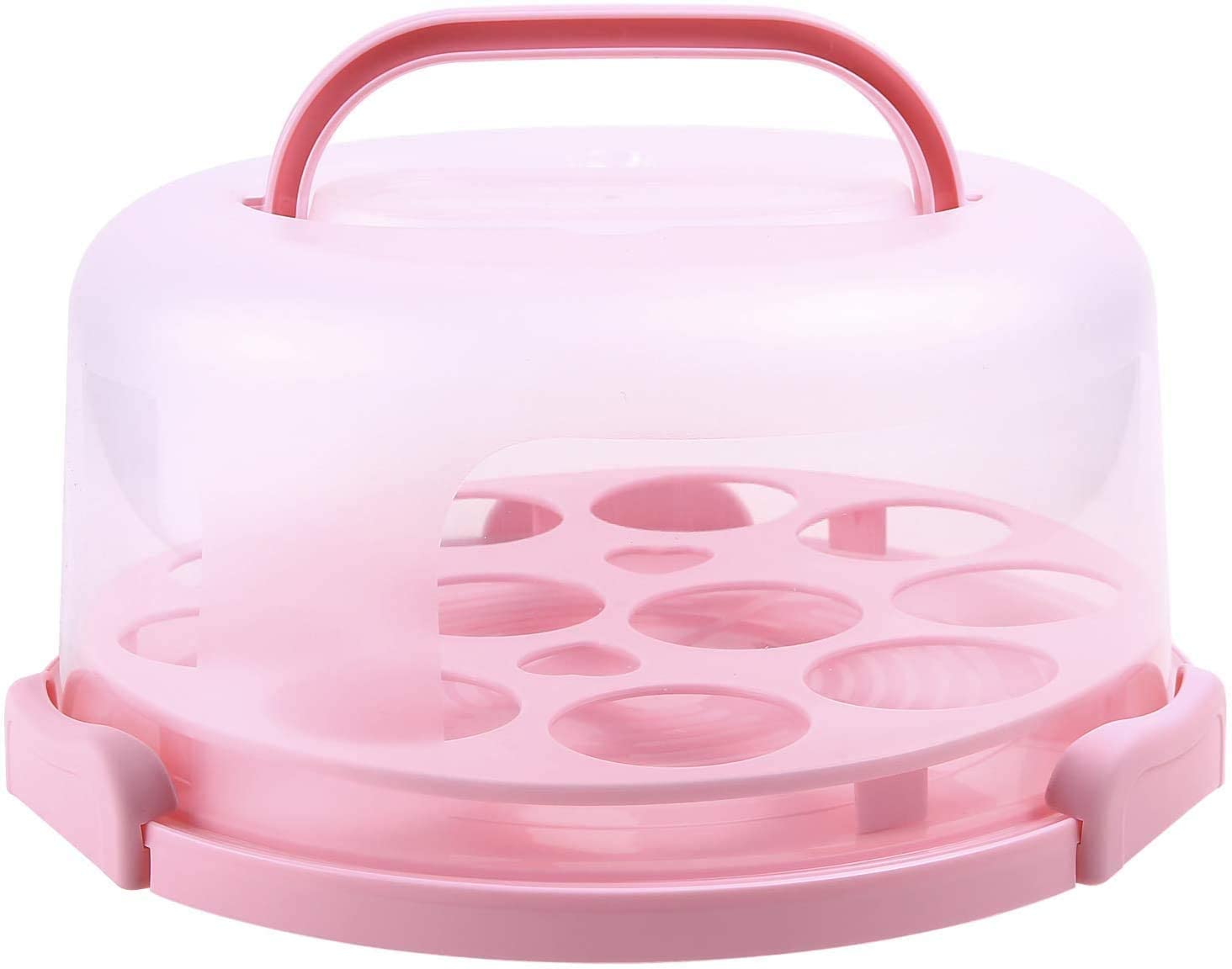 Ohuhu Cake Carrier with Lid and Handle, BPA-Free Cake Containers Cake Holder for 10 inch Cake with 2 Handles Cupcake Carrier - Plastic Cover Two Sided Base for Transport Pies Nuts Fruit Perfect Gifts