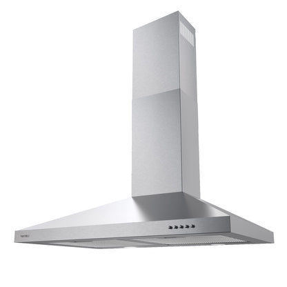 Hermitlux Range Hood 30 inch Stainless Steel, Wall Mount Vent Hood for Kitchen with Charcoal Filter, Ducted/Ductless Convertible