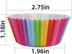 100 Pack Rainbow Cupcake Liners - Standard Size, Greaseproof Paper Muffin Liners for Birthday Party, Wedding Cake, Colorful Cupcake Wrappers