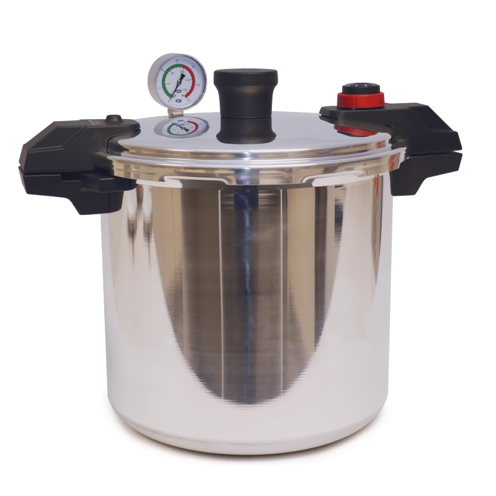 Szybkowar T-fal, aluminiowy szybkowar, 22 kwarty, 3 ustawienia PSI, naczynia kuchenne, garnki i patelnie, duża pojemność, kratki chłodzące, książka z przepisami, konserwowanie warzyw, mięsa, drobiu, owoców morza, srebrny