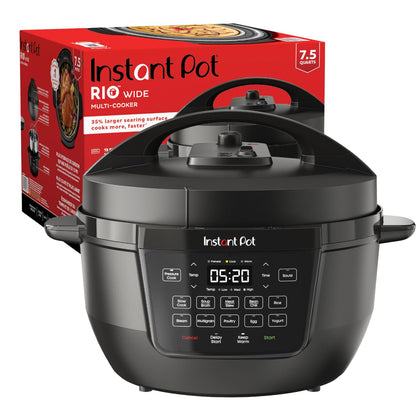 Instant Pot RIO Wide Base, 7.5 Quarts, Large Searing Base, WhisperQuiet Steam Release, 7-in-1 Electric Multi-Cooker, Pressure Cooker, Slow Cooker, Rice Cooker, Steamer, Sauté, Yogurt & Warmer