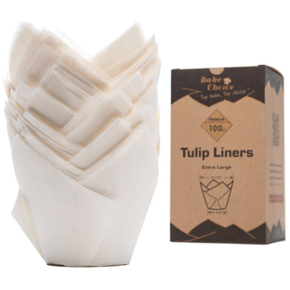 Nordic Paper 100pcs Large Size Natural Tulip Cupcake Liners for Baking, Large Muffin Liners, Cupcake Wrapper for Party, Christmas