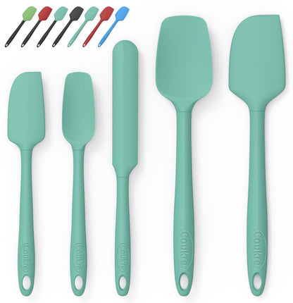 Coukre Silicone Spatula Set of 5,High Temperature Resistant, Food Grade Silicone, Dishwasher Safe, for Baking, Cooking (Aqua Green)