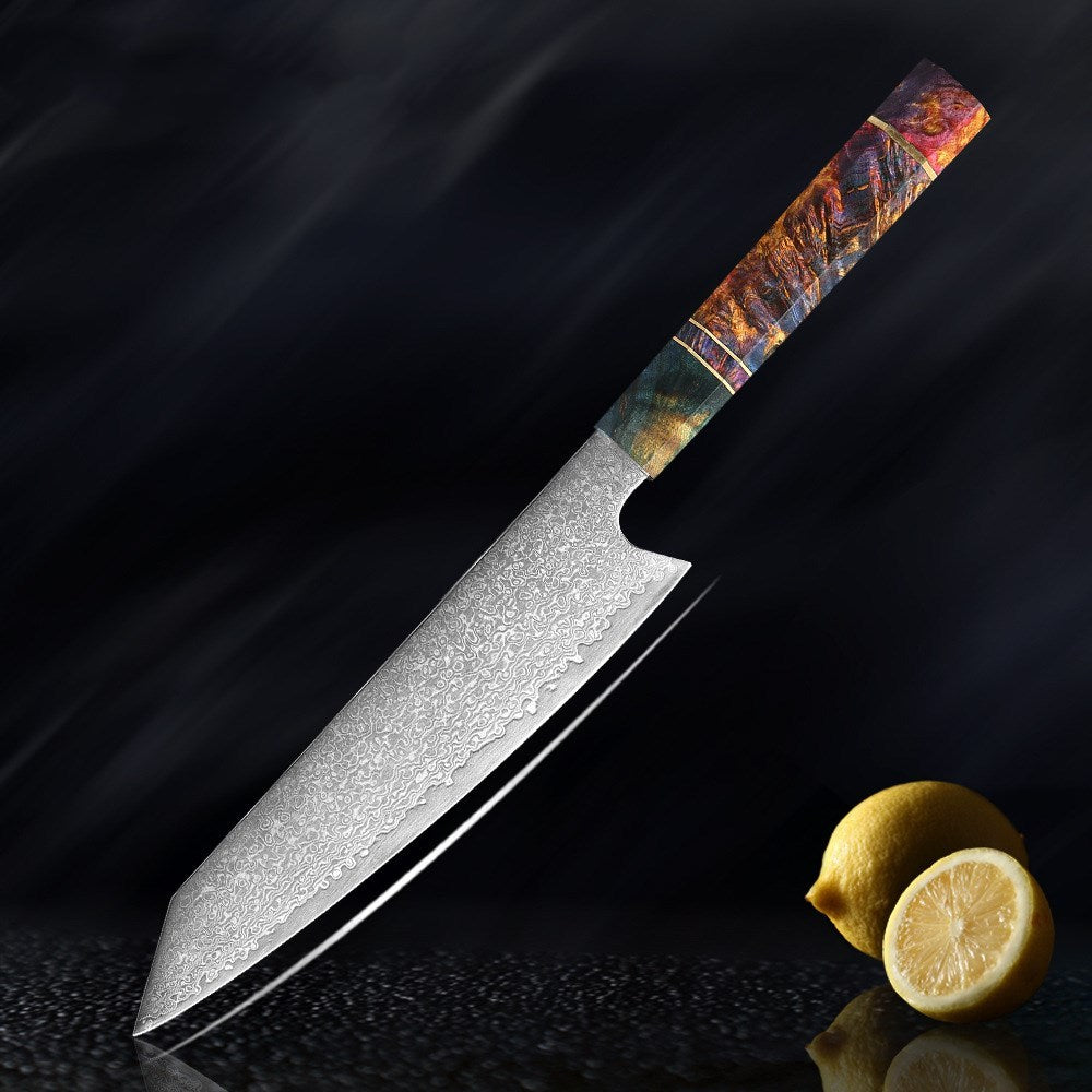 5 Pcs Damascus Knife Set Stainless Steel with Wooden Handle