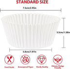 Standard White Cupcake Liners for Baking 200 Counts - Caperci Greaseproof Muffin Baking Cups for Wedding Birthday Party Baby Shower Festivals (White)