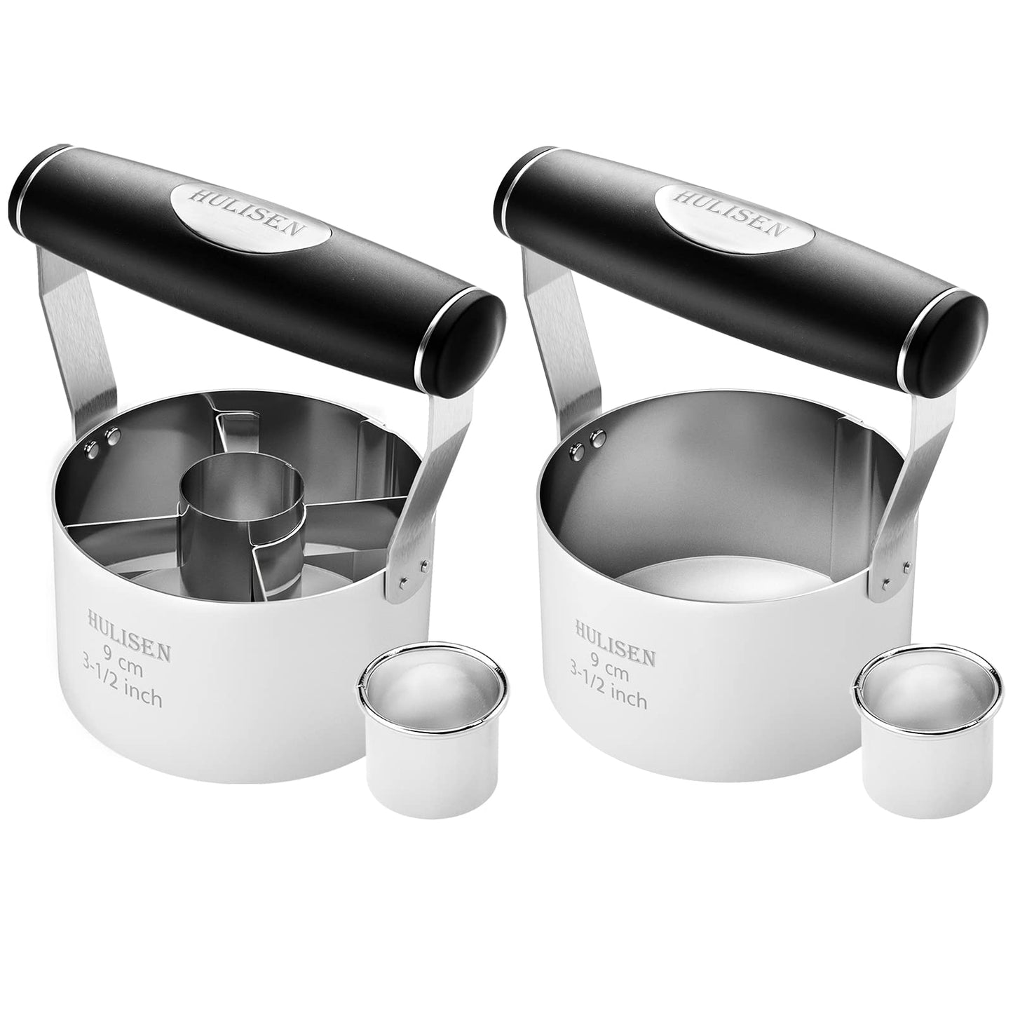 HULISEN 3 inch Biscuit Cutter, Stainless Steel Round Cookies Cutter with Soft Grip Handle, Gift Package