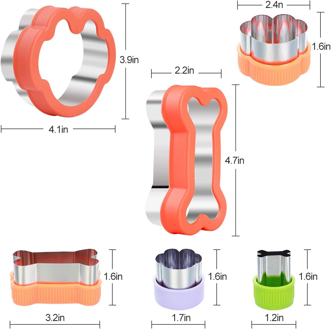 Dog Cookie Cutter Set - Dog Bone and Dog Paw Print Cookie Mold for Homemade Treats - Stainless Steel Cookie Cutter molds for Kids Suitable for Cakes and Cookies (Assorted Sizes)