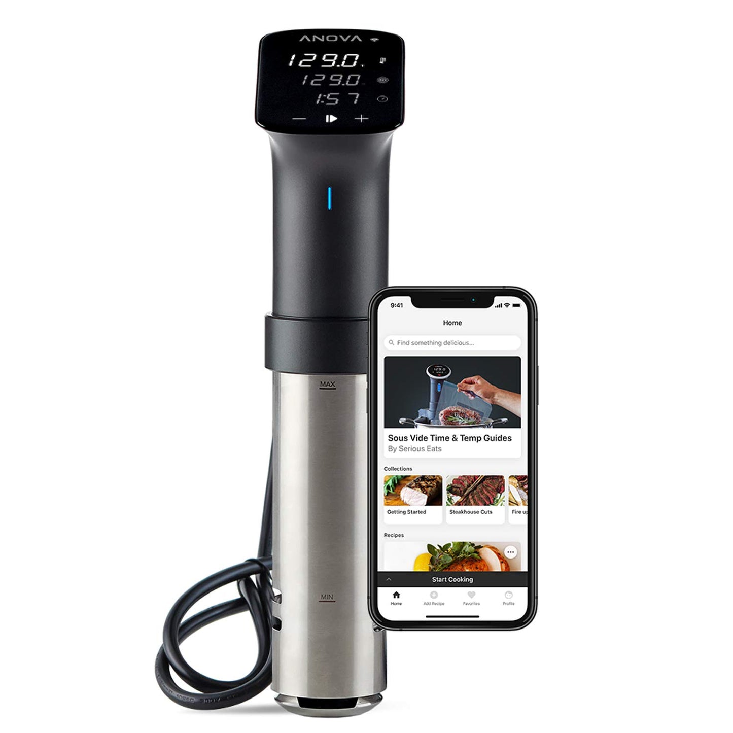 Anova Culinary Sous Vide Precision Cooker Pro, 1200 Watts, Black and Silver