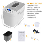 Patioer 3LB Bread Maker Machine Automatyczna maszyna do pieczenia chleba z podwójnymi mieszadłami 15 w 1 Maszyna do pieczenia chleba z ustawieniem bezglutenowym, 3 rozmiary bochenków 3 kolory skórki, nieprzywierająca blacha do pieczenia, biała