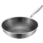 Нержавіюча сталь Yardwe Wok Посуд з нержавіючої сталі з плоским дном Wok Плита Сковорода для локшини Електрична плита Wok Глибока сковорода Каструля Антипригарна сковорода з нержавіючої сталі Сковорода для гриля Wok