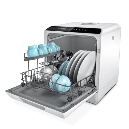 Hermitlux Countertop Dishwasher, 5 Washing Programs Portable Dishwasher With 5-Liter Built-in Water Tank, No Hookup Needed