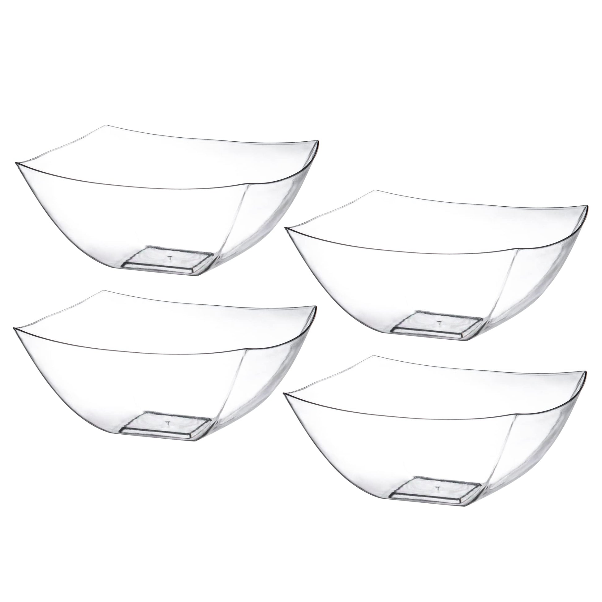 Posh Setting - Clear Plastic Serving Bowls for Party (8oz - 4 Pack) Square, Disposable, Salad & Fruit Bowls for Party Table, Candy Containers for Candy Buffet