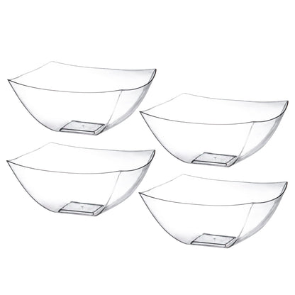 Posh Setting - Clear Plastic Serving Bowls for Party (8oz - 4 Pack) Square, Disposable, Salad & Fruit Bowls for Party Table, Candy Containers for Candy Buffet