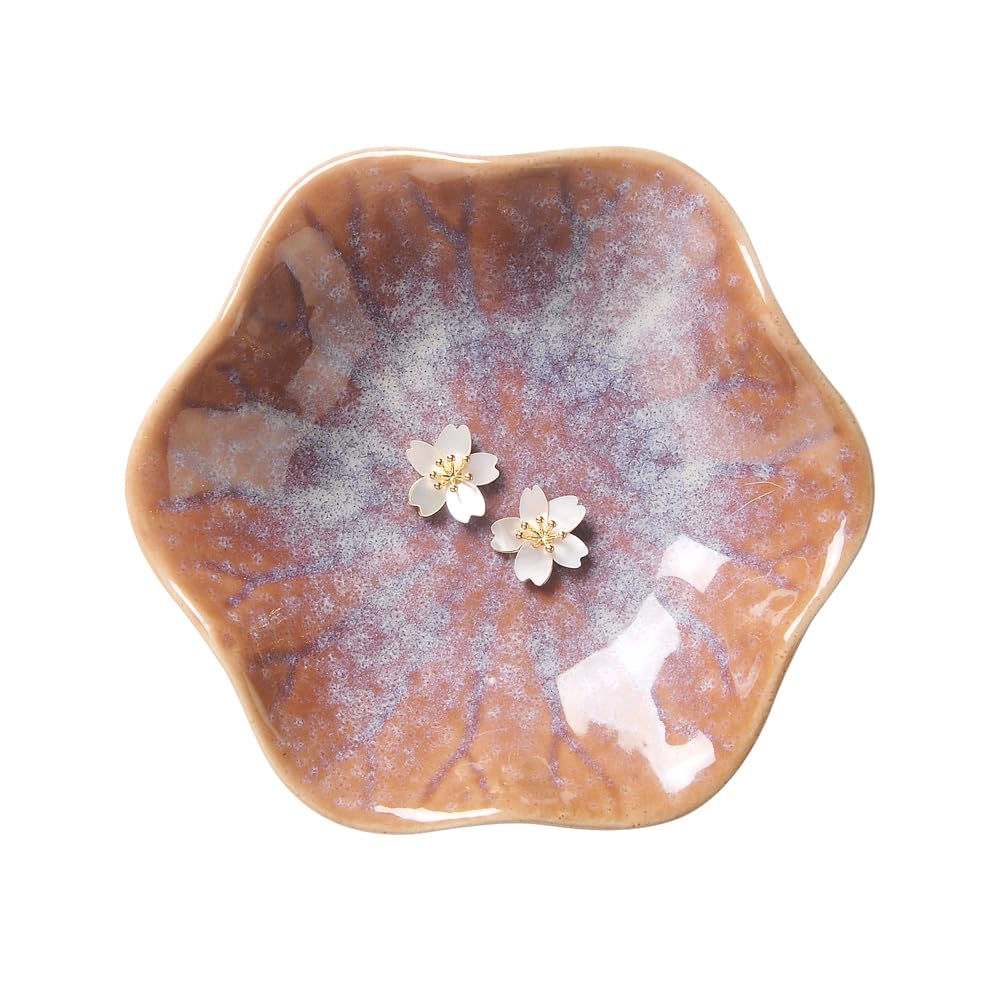 Lotus Leaf Shape Ring Holder Dish, Small Key Bowl, Ceramic Trinket Tray Jewelry Dish Organizing Necklace Earrings for Mom Friend Sister, White. All Jewelries Are NOT Included.