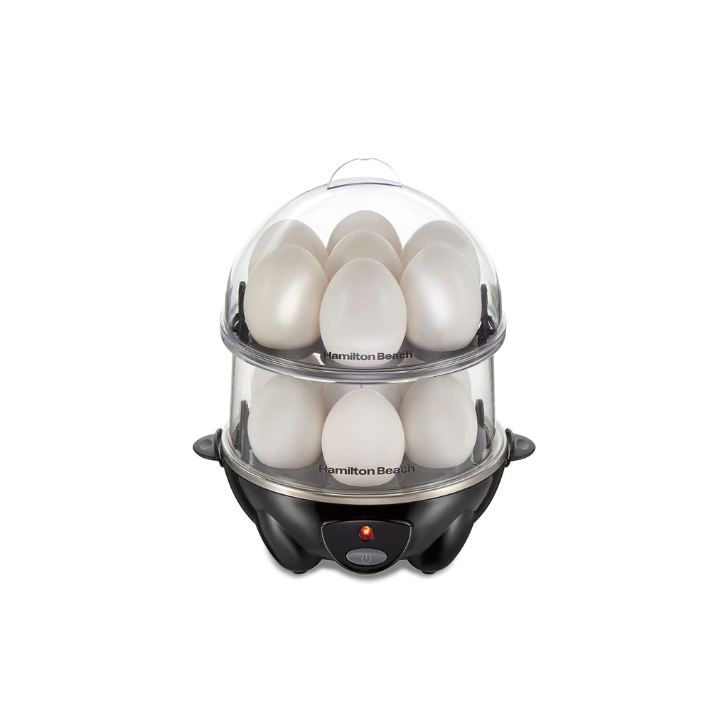 Hamilton Beach 3-in-1 Electric Egg Cooker for Hard Boiled Eggs, Poacher, Omelet Maker & Vegetable Steamer, Holds 14, Black (25508)