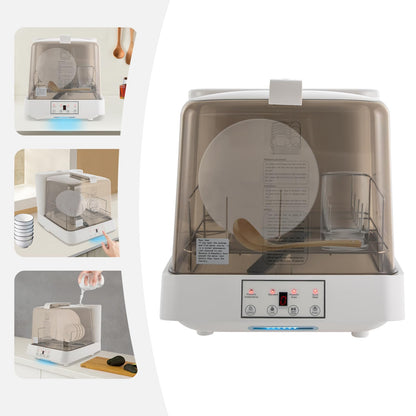 Countertop Dishwasher, Portable Dishwasher w/Multiple Cleaning Modes 360° Spray Automatic Dishwasher w/6L/1.59Gal Tank Mini Dishwasher w/Semi-clear Cover for Apartment RV Dormitory, 800W White+Brown