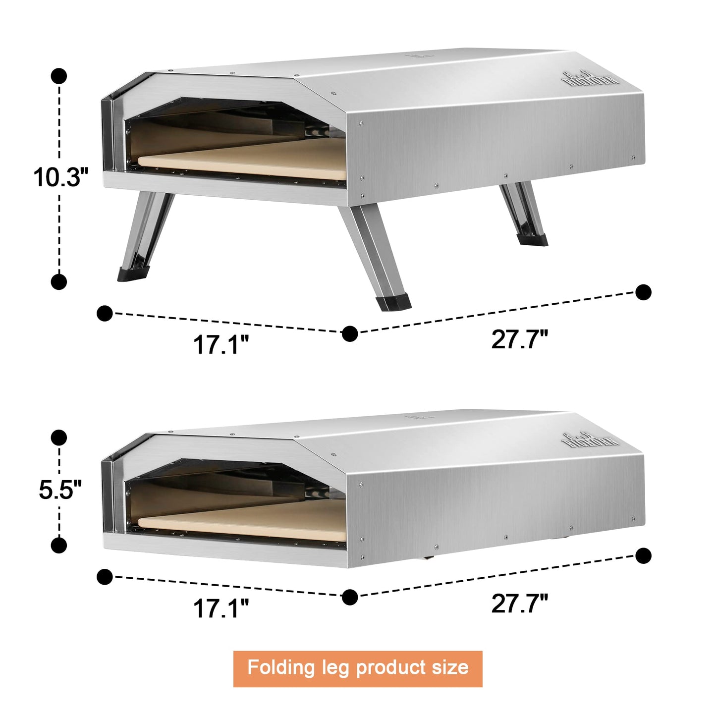 BIG HORN Gas Pizza Oven, 12 inch Portable Stainless Steel Propane Pizza Oven, Outdoor Pizza Maker with Stone for Baked Pizza