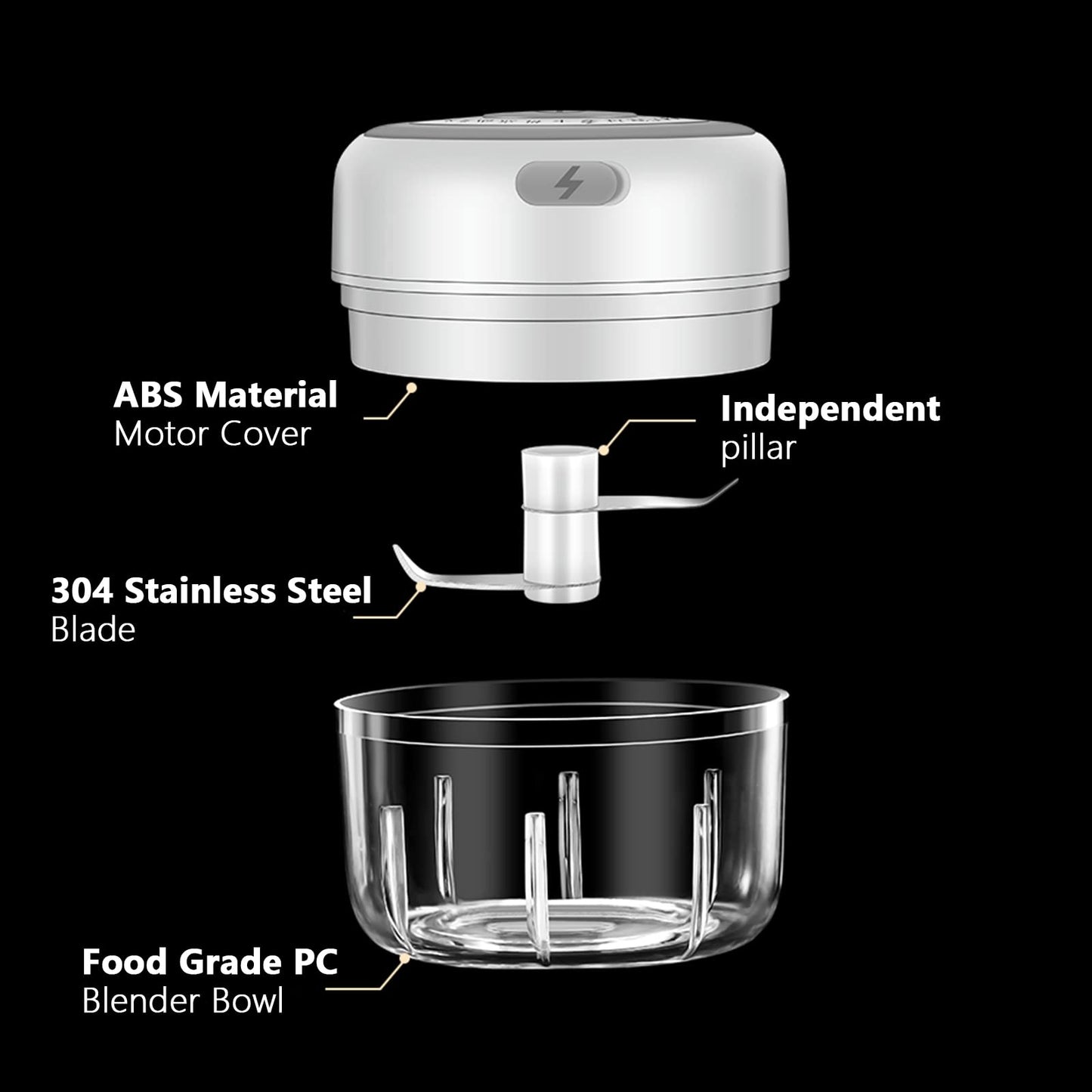 Electric Mini Garlic Chopper, 100ML Food Chopper Garlic Mincer USB, Vegetable Chopper, Onion Chopper, Portable Small Food Processor for Garlic, Ginger, Chili, Vegetables