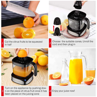 Luukmonde Electric Citrus Juicer 1.2L Large Volume, Orange Juicer with Powerful Motor and LED Working Lamp, Electric Lemon Squeezer for Orange Lemon Lime Grapefruit, Black