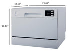 SPT SD-2225DS Compact Countertop Dishwasher/Delay Start Energy Star Portable Dishwasher with Stainless Steel Interior and 6 Place Settings Rack Silverware Basket/Apartment Office Home Kitchen, Silver