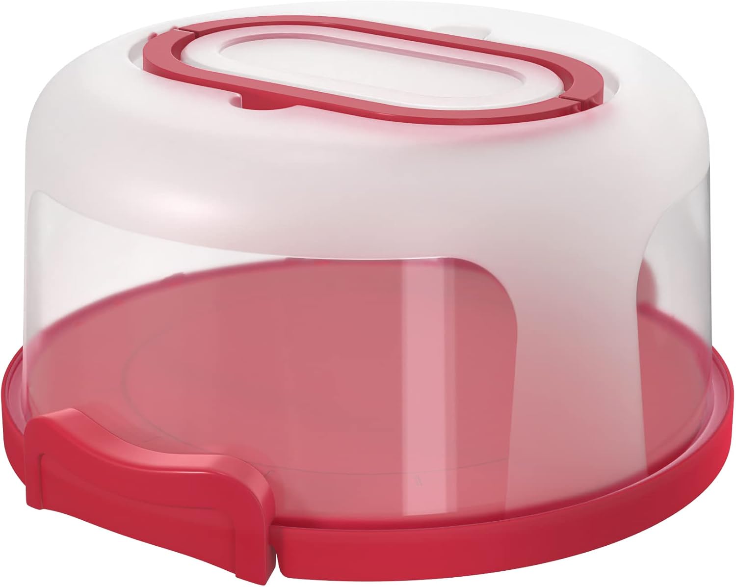 Top Shelf Elements Round Cake Carrier For Up To 10 Inch Cake Portable Cake Stands Two Sided Cake Box With Handle Fashionable Base Doubles as Five Section Serving Tray Container Holds Pies(Scarlet)