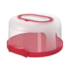 Top Shelf Elements Round Cake Carrier Two Sided Cake Holder Serves as Five Section Serving Tray, Portable Cake Stand Fits 10 inch Cake, Cake Box Comes With Handle, Cake Container Holds Pies (White)