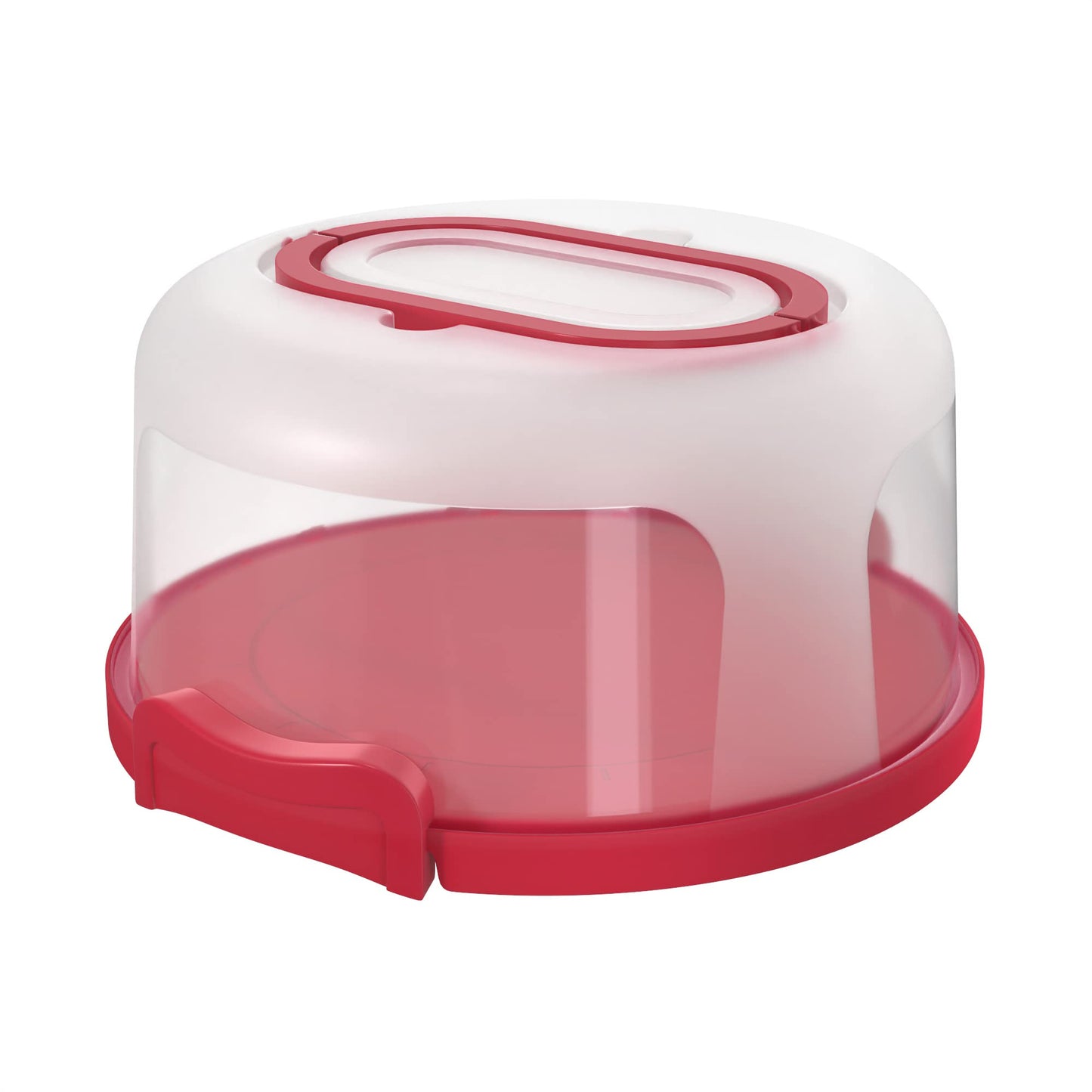 Top Shelf Elements Round Cake Carrier Two Sided Cake Holder Serves as Five Section Serving Tray, Portable Cake Stand Fits 10 inch Cake, Cake Box Comes With Handle, Cake Container Holds Pies (White)