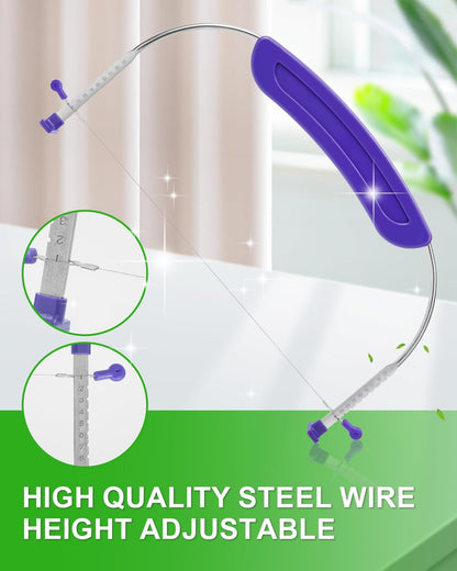 Adjustable 2- wire Cake Slicer Leveler Small Cake Cutter Slicer for Leveling Tops of Layer Cakes Professional Baking Tool with Stainless Steel Wires and Purple Handle By Prokitchen