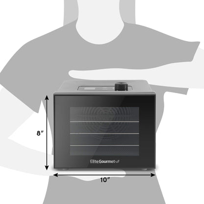 Elite Gourmet Food Dehydrator, Stainless Steel Trays Food Dehydrator, Adjustable Temperature Controls, Jerky Herbs Fruit Veggies Snacks