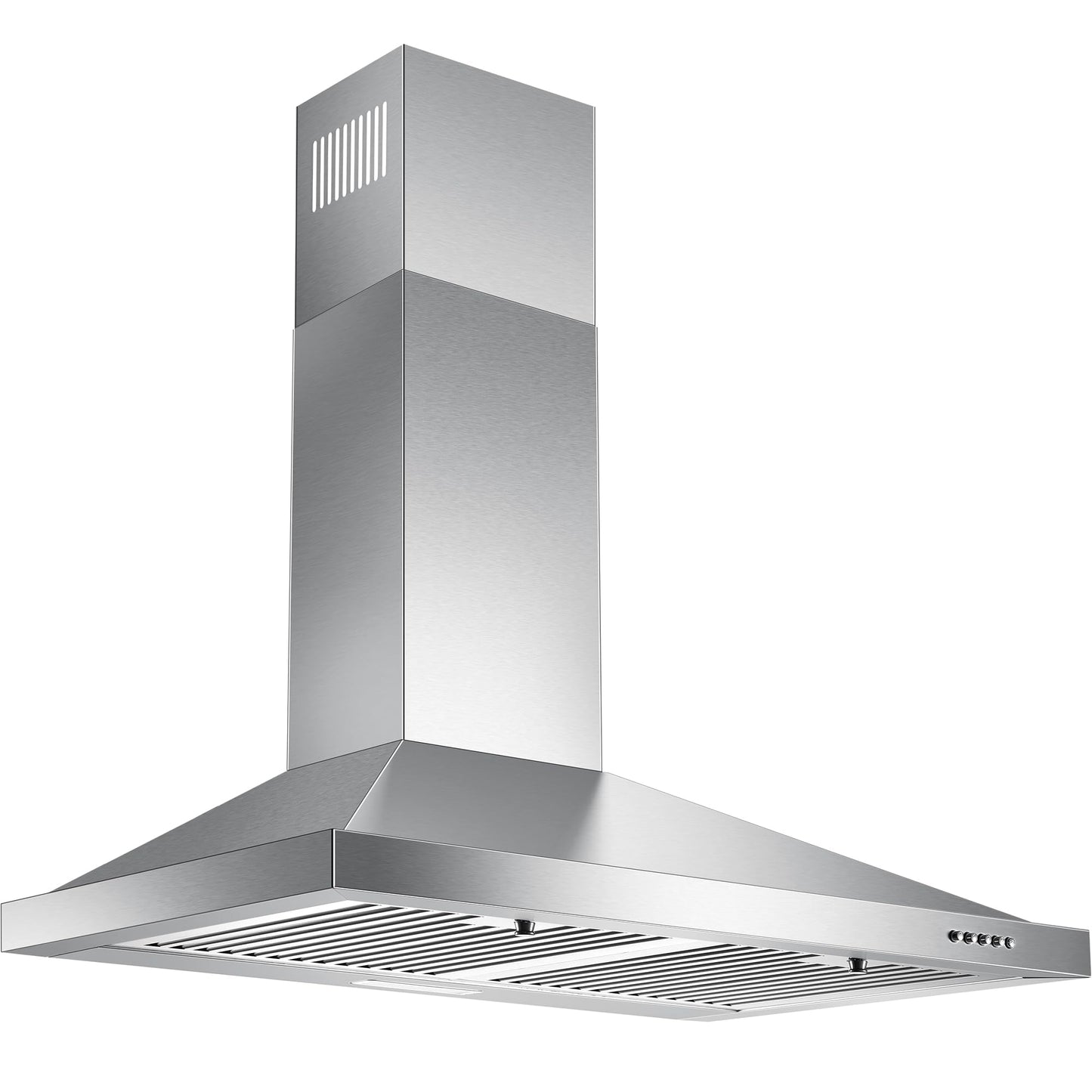 Zomagas 24 Inch Range Hood, Wall Mount Vent Hood in Stainless Steel with Ducted/Ductless Convertible Duct, 3 Speed Exhaust Fan, Energy Saving LED Light, Push Button Control, 2 Pcs Baffle Filters