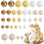 ASTARON 32 Pcs Ball Cake Topper Decorations Mini Balloons Cake Topper Sticks Foam Balls Cake Picks Cake Topper Balls Cake Decorations for Wedding Party Birthday Cake Decorating (Green Brown Gold)