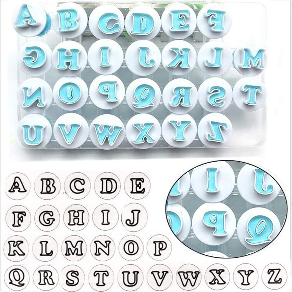 172 PCS Alphabet Number Symbols Cookie Cutters Set Biscuit Fondant Cake Impress Embosser Cutter Stamp Press DIY Embosser Mold for Cake Baking Clay